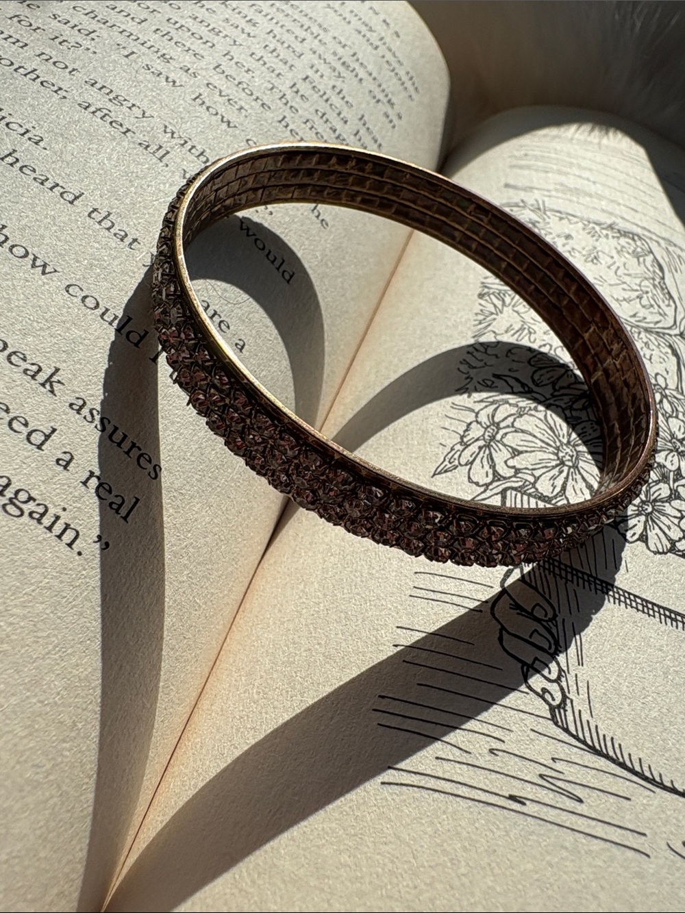 ❤️‍🔥3/10$ Vintage Rhinestone Crystal Bangle Bracelet - Rose Gold Tone